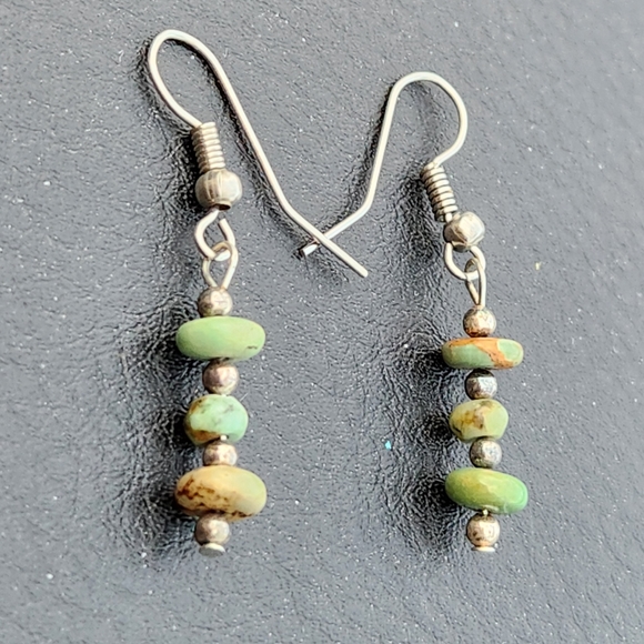 Beaded Turquoise Pierced Earrings - Picture 1 of 6